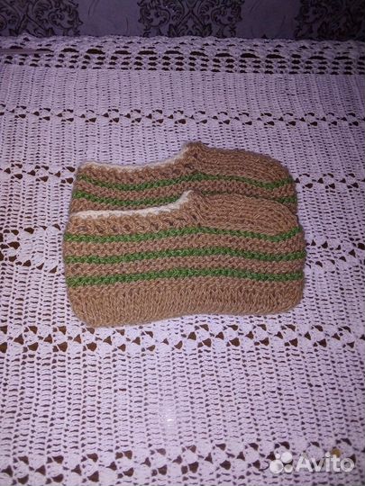 Домашние вязанные тапочки,полушерсть,женские