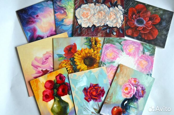 Картины маслом Цветы разные