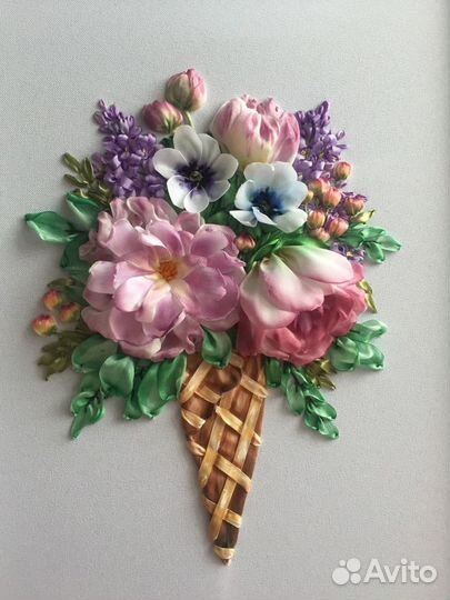 Картины вышитые лентами