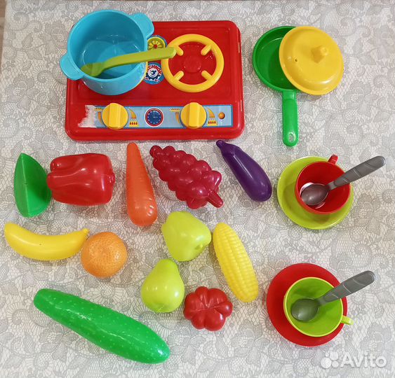 Детская посуда овощи и фрукты