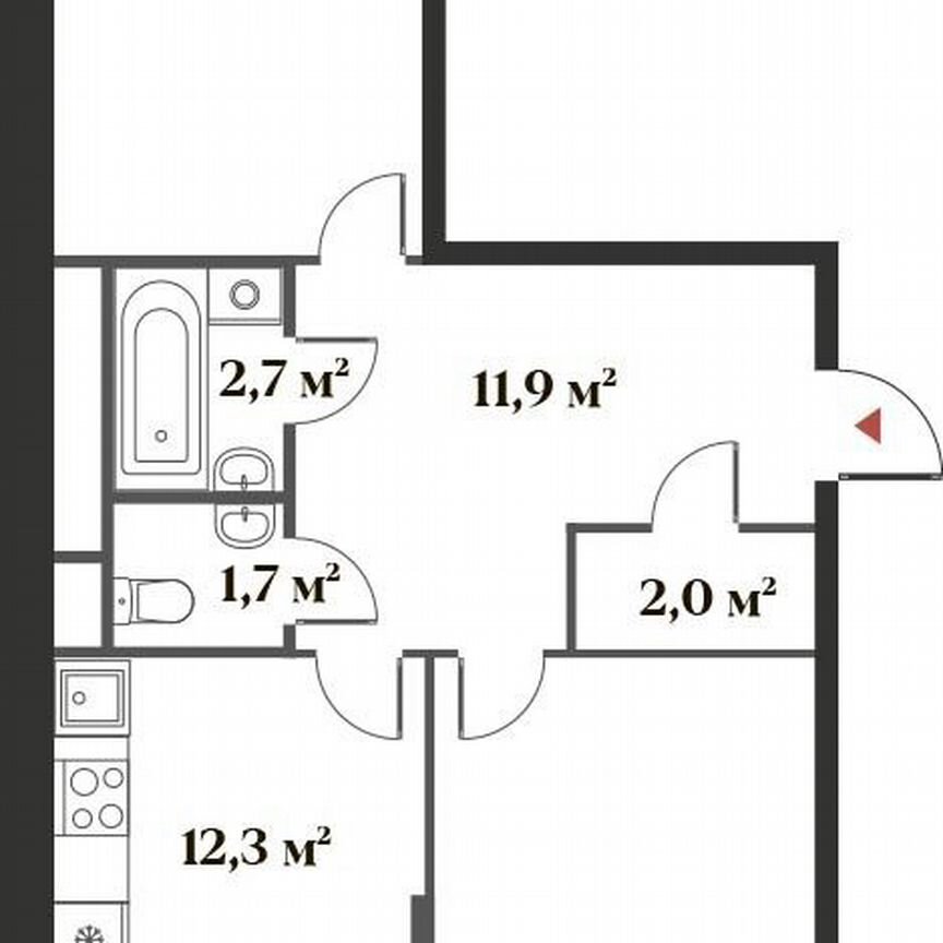 2-к. квартира, 64,6 м², 3/6 эт.