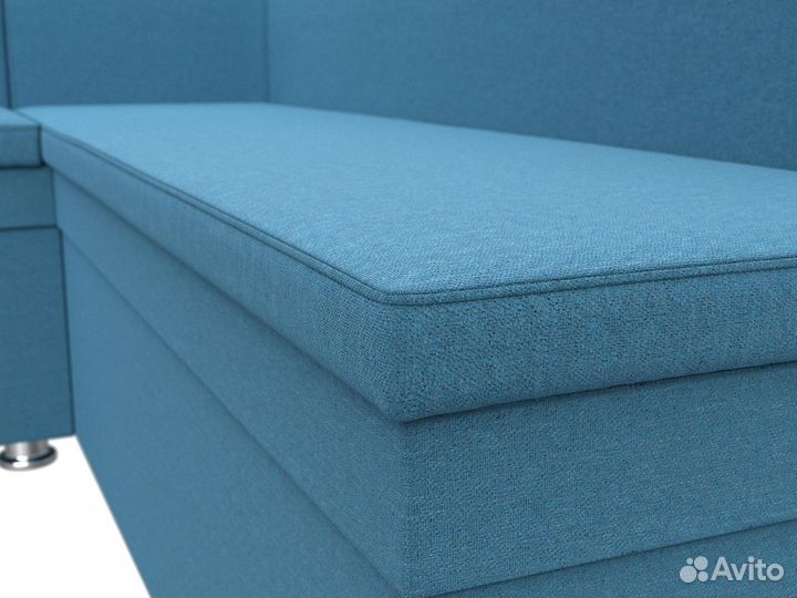 Диван кухонный угловой Уют левый угол, рогожка, амур голубой