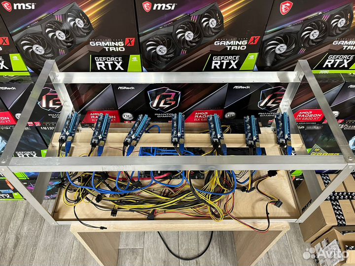 Корпус тушка майнинг риг на 8 видеокарт в сборе