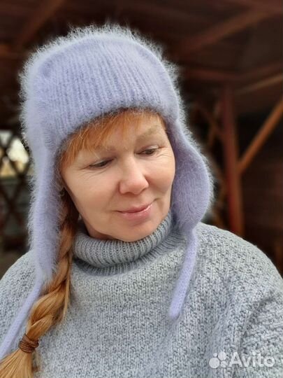 Вязаная шапка ушанка