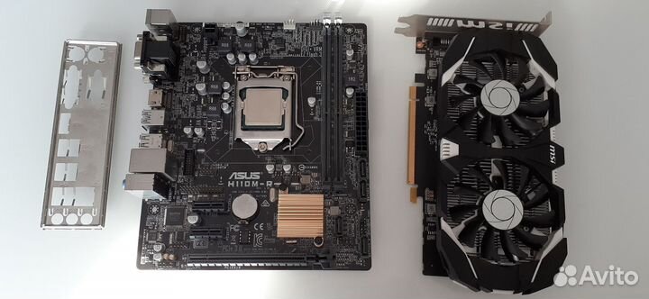 Видеокарта с Материнской платой и процессором