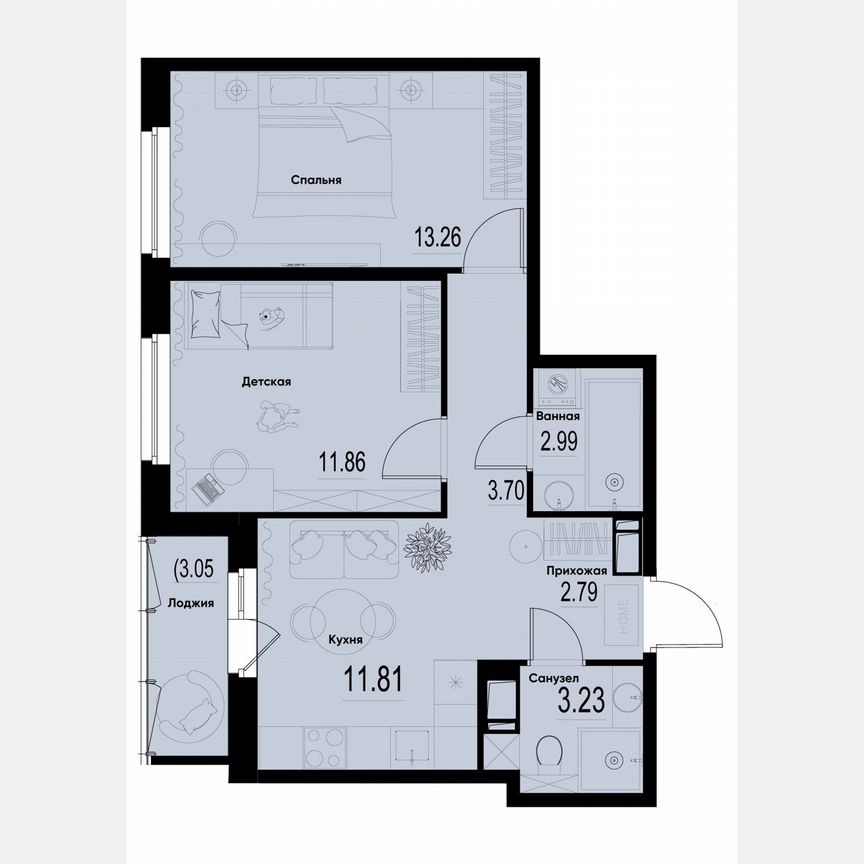 2-к. квартира, 51,2 м², 6/12 эт.