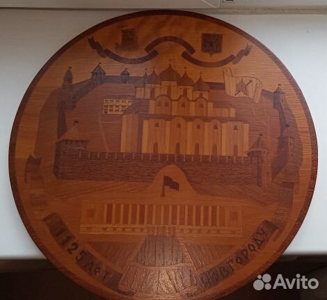 Инкрустация по дереву Новгород 1125 лет Новгороду