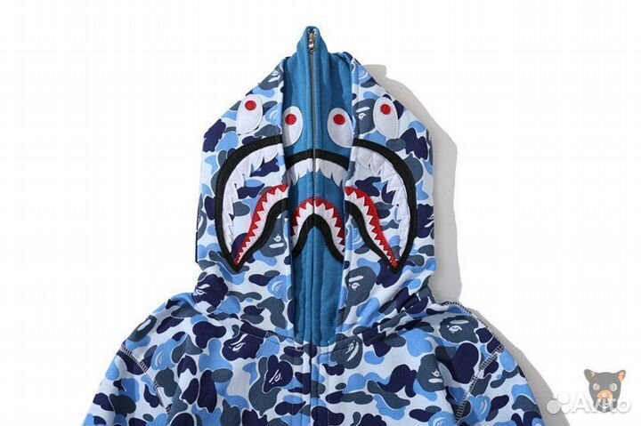 Зип худи Bape full zip double hood зелен