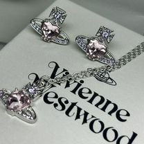 Vivienne westwood серьги и цепь (розовый)