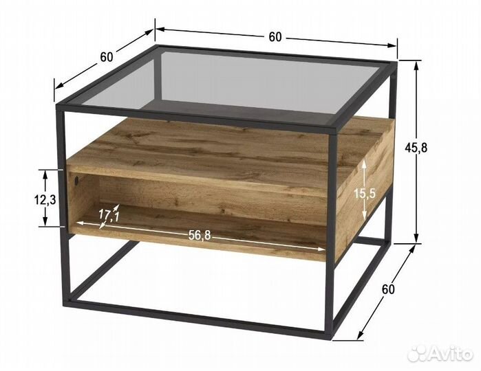 Прикроватная тумба, тумба лофт (с дефектом)