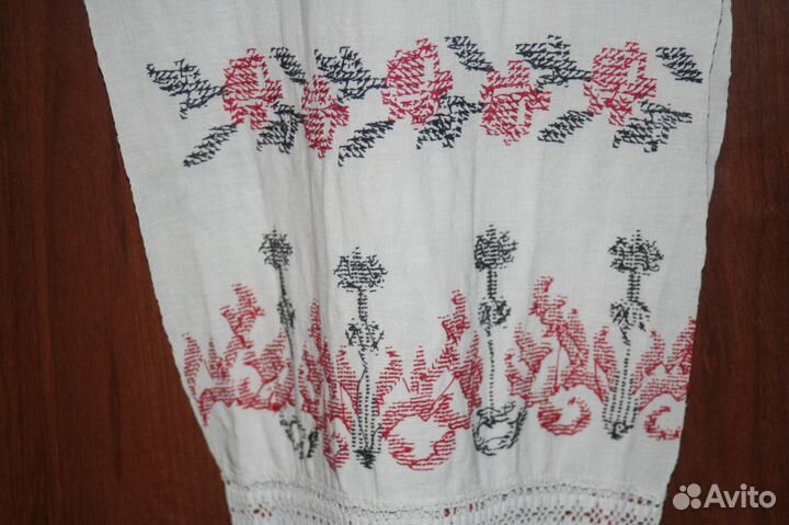 Рушник лен вышивка кружева старинный СССР 280х36