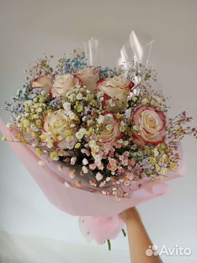 Букет. Розы с Гипсофилой