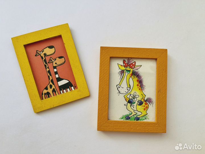 Мини-картины в рамках с жирафами