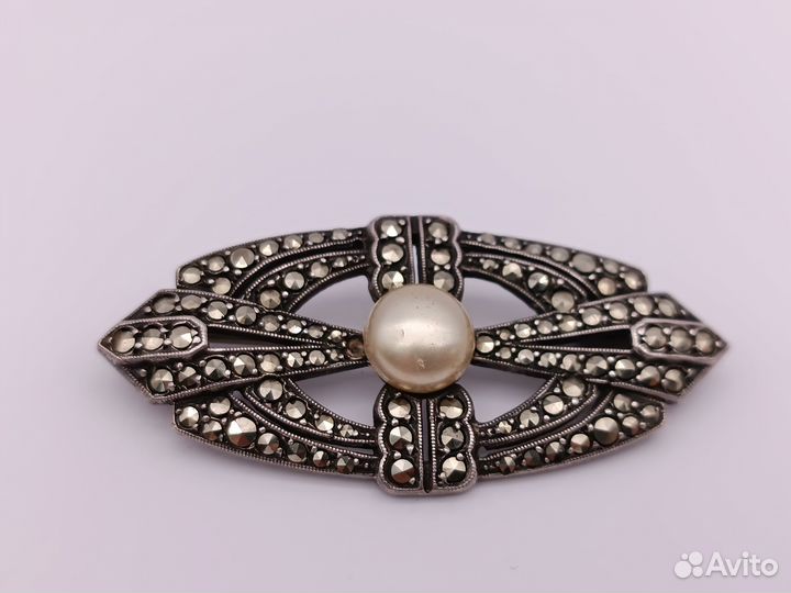 Брошь серебро 925 проба марказиты, первая полови