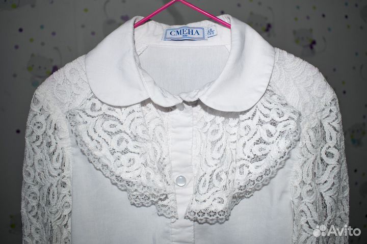 Белая нарядная блузка на 1 сентября. Р-р 140