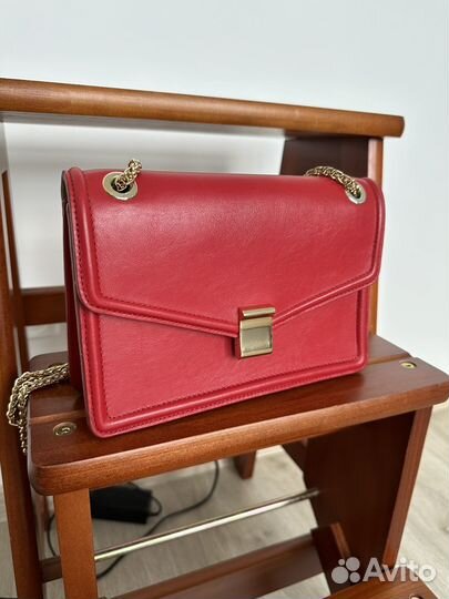 Кожаная красная женская сумка Massimo dutti