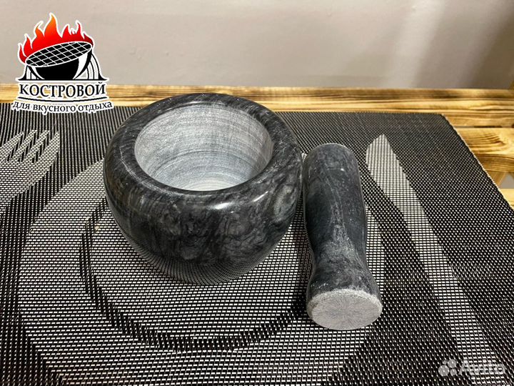 Ступка с пестиком из мрамора 10х7,5 см. 4 цвета