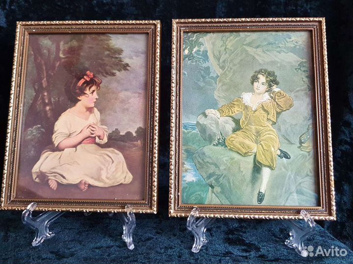 Две настенные миниатюры, принт, 60е, Англия