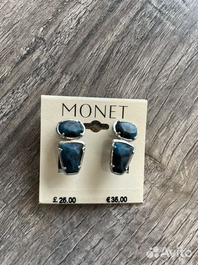 Monet, винтаж, сережки и кольцо зеленый камень