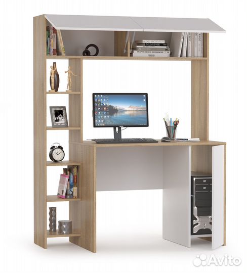 Стол компьютерный Комфорт 12.73 цвет дуб сонома/бе