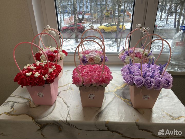 Букет из мыльных роз