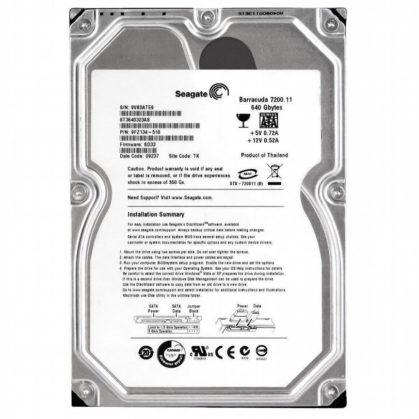 [ST3640323AS] Жесткий Диск Seagate 640gb Sata2 3.5 St3640323as