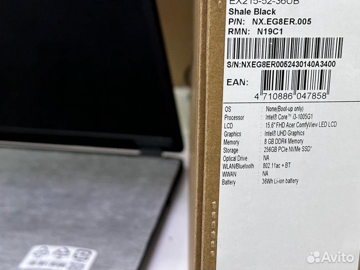 Ноутбук acer Core I3-1005G1/Озу-8GB/SSD-256GB