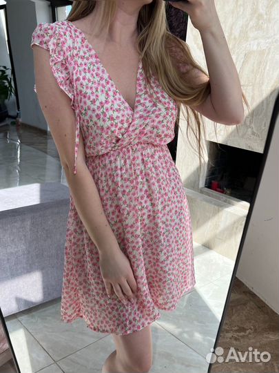 Платье цветочный принт стиль Zara S