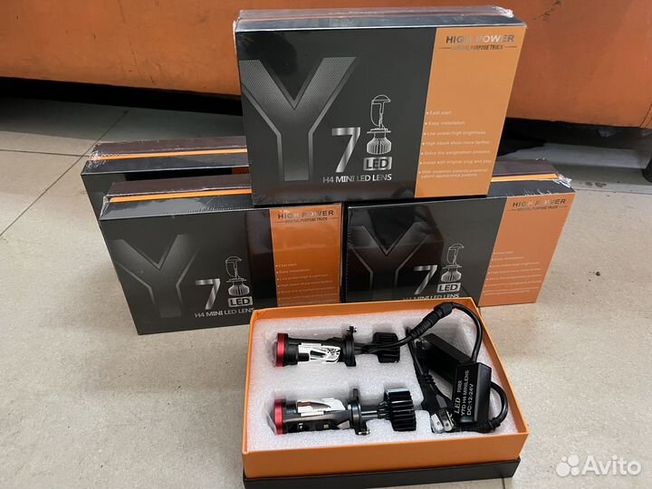 Y7 Линзовые лампы H4 mini LED lenz