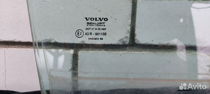 Стекло заднее правое volvo S80 I поколение