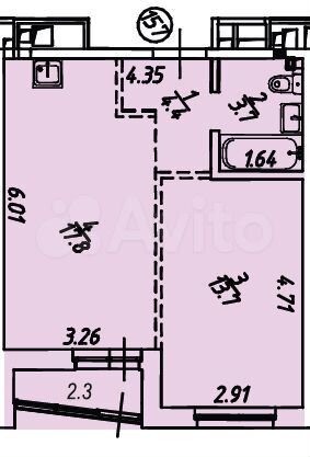 1-к. квартира, 41,9 м², 6/18 эт.