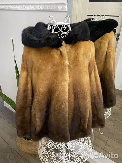 Шуба норковая с капюшоном