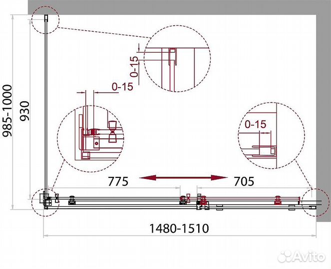 Душ. уголок BelBagno 100cm Хром acqua-ah-1-150/10