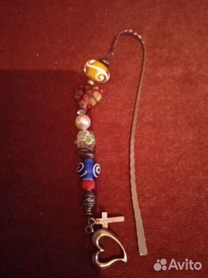 Закладка для книг серебро муранское стекло винтаж