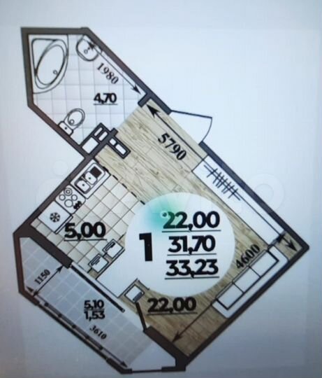 Квартира-студия, 33,2 м², 3/16 эт.