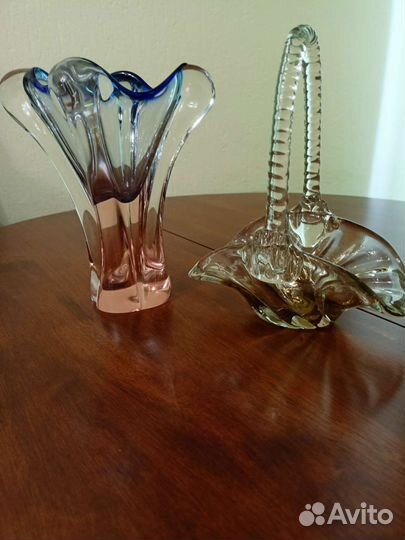 Ваза корзинка конфетница стекло