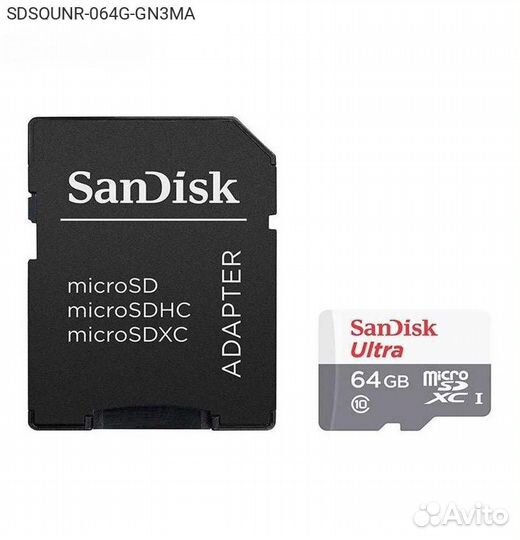 Карта памяти SanDisk Ultra + Adapter microsdxc 64G