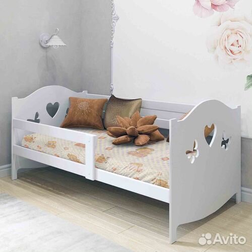 Кроватка сингл от 2х лет высокий борт из натуральн