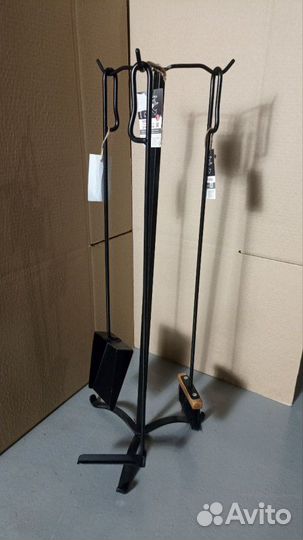 Каминный набор совок, кочерга, щетка на подставке