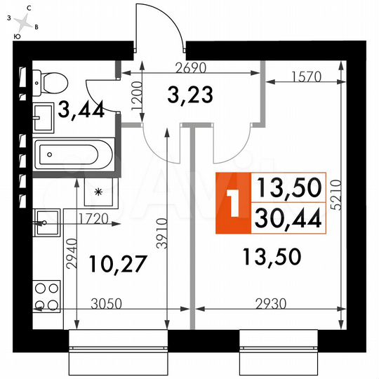 1-к. квартира, 30,4 м², 4/4 эт.