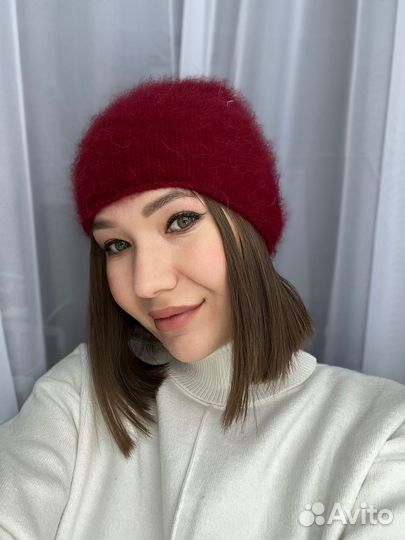 Шапка бини женская пух норки