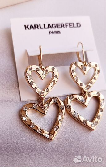 Серьги Karl Lagerfeld сердца кристаллы