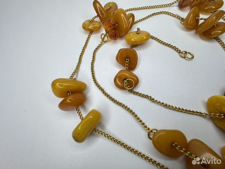 Бусы цепь янтарь