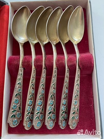 Чайные ложки Незабудки серебряные СССР