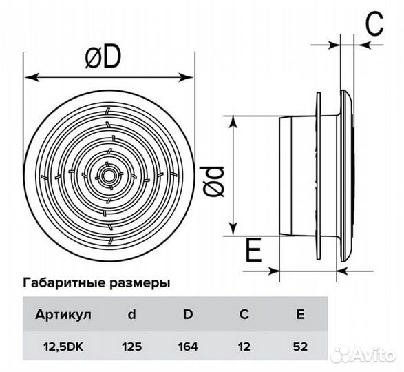 Диффузор (круглая вентиляционная решетка) 125 мм