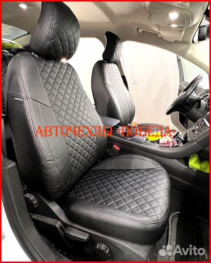 Чехлы Ford Mondeo 5 из экокожи чёрные Ромб