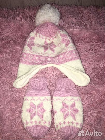 Комплект шапка, шарф, варежки