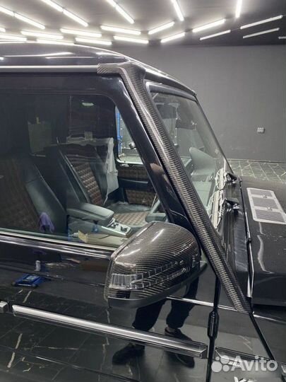 Корпуса зеркал+накладки стоек карбон G-class W463