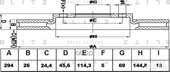 Диск тормозной вентилируемый перед BS0328 B