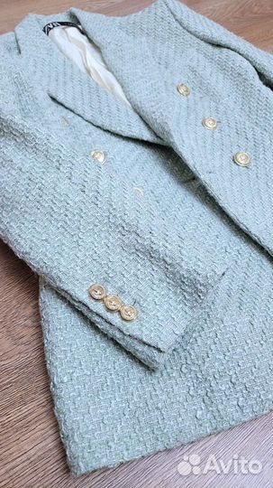 Пиджак Zara 46 твидовый